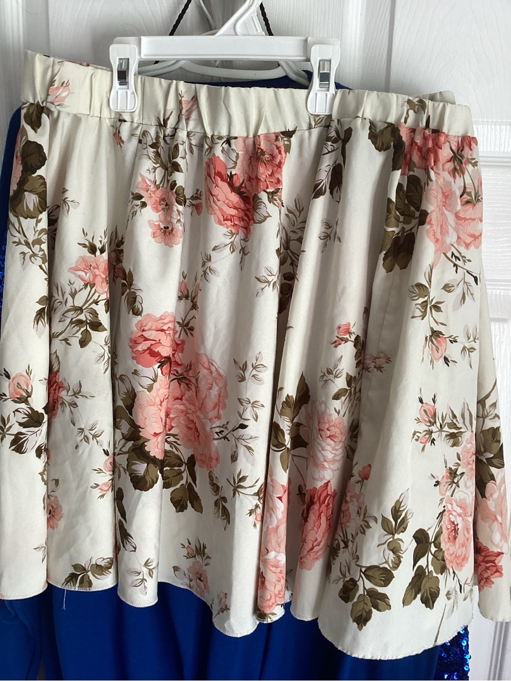 Floral A-Line Skirt in Cream and Pink